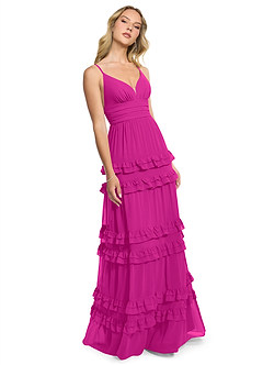Azazie Rachel Bridesmaid Dresses Fuchsia A-Line Chiffon Dress image3