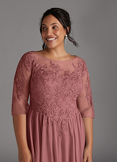 Azazie Harriet Mother of the Bride Dresses Desert Rose A-Line Scoop lace Mesh Dress image12