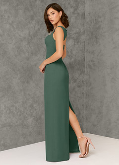 Azazie Flori Bridesmaid Dresses Sea Moss Sheath Square Neckline Chiffon Dress image5
