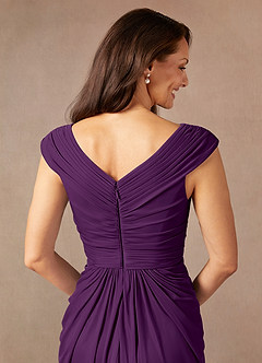 Azazie Lisolette Mother of the Bride Dresses Grape Sheath Pleated Mesh Dress image8