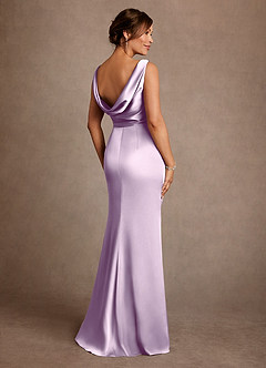 Azazie Baltimore Mother of the Bride Dresses Frosted Lilac A-Line Pleated Stretch Satin Dress image2