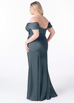 Azazie Amyra Bridesmaid Dresses Twilight Sheath Off the Shoulder Stretch Satin Convertible Dress image13