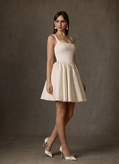 Azazie Saverina Vestidos de novia Vestido de Champán de Satén de Corte en A con Con bolsillos image3