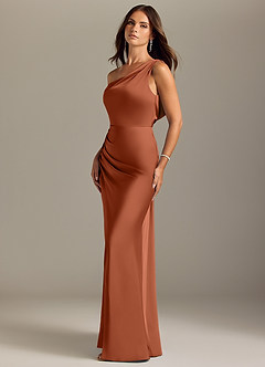 Azazie Madelyn Brautjungfernkleider Wandelbar Meerjungfrau-Linie Schulterfrei Stretch-Satin Kleid Zedernrose image3