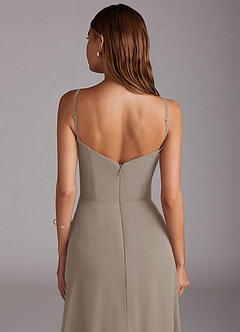 Azazie Marley Bridesmaid Dresses Taupe A-Line Off the Shoulder Chiffon Convertible Dress image11