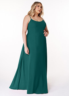 Azazie Moira Bridesmaid Dresses Peacock A-Line Scoop Chiffon Dress image11