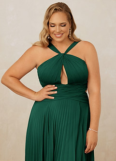 Christian Siriano Bridal for Azazie 1009 Bridesmaid Dresses Emerald A-Line Pleated Chiffon Dress image13