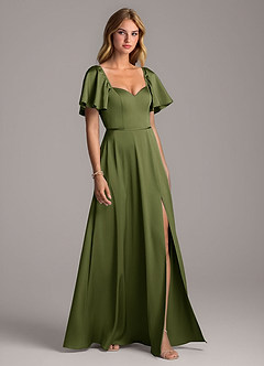 Azazie Chloe Bridesmaid Dresses Olive A-Line Sweetheart Neckline Stretch Satin Dress image5