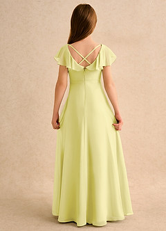 Azazie Nari Girls Formal 플라워 걸 드레스 A라인 슬리브 있는 쉬폰 플로어 길이 드레스 image7