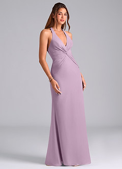 Azazie Valerie Vestidos de damas de honor Vestido de Glicinia de Gasa de Corte Sirena con Plisado image3