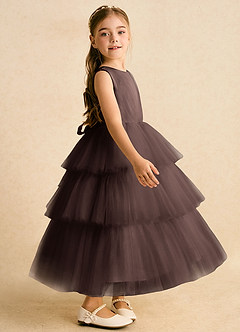 Azazie Marshmallow Flower Girl Dresses Ganache Ball-Gown Bow Tulle Dress image3