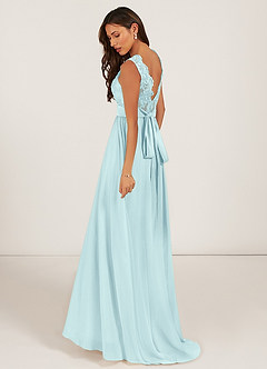 Azazie Gertrude Bridesmaid Dresses Sea Glass A-Line Lace Chiffon Dress image4