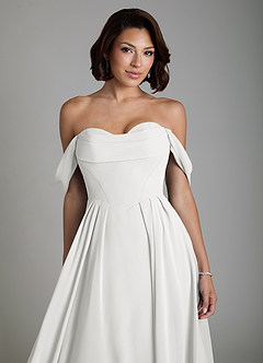 Azazie Loisa Bridesmaid Dresses White A-Line Corset Chiffon Convertible Dress image5