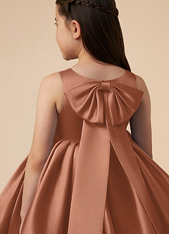 Azazie Bo Peep Final Sale Agave A-Line Bow Matte Satin Dress image5