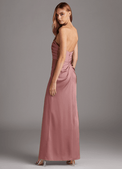Azazie Lexie Final Sale Dusty Rose Sheath Strapless Stretch Satin Convertible Dress image5