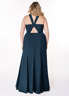 Azazie Rue Brautjungfernkleider A-Linie Halter Chiffon Kleid Dunkelmarine image8