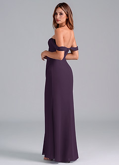Azazie Asha Jurken voor bruidsmeisjes Converteerbaar Jurk van Chiffon met Kolom Off the Shoulder Pruim image2