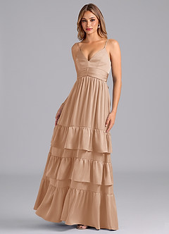 Azazie Nathalia Brautjungfernkleider A-Linie Plissee Stretch-Satin Kleid Englisches Rosa image5