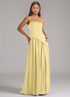 Azazie Adeline Brautjungfernkleider Wandelbar A-Linie Schulterfrei Stretch-Satin Kleid Zitronensorbet image7