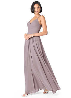 Azazie Avelina Bridesmaid Dresses Dusk A-Line V-Neck Pleated Chiffon Dress image3