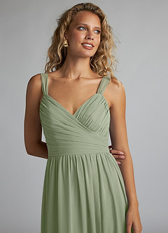 Azazie Aziza Abiti da Damigella Abito A-Line in Chiffon con Scollo a V a Pieghe Pistacchio image5