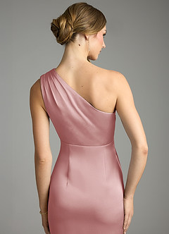 Azazie Emorie Brautjungfernkleider Etui One-Shoulder Stretch-Satin Kleid Altrosa image5
