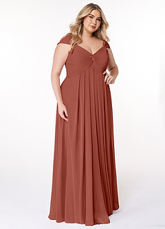 Azazie Kaitlynn Abiti da Damigella Abito Convertibile Impero in Chiffon Increspato Auburn image12