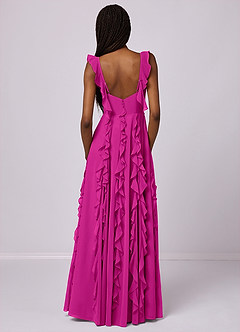 Barbie ♥ Azazie Bridesmaid Dresses Fuchsia A-Line with Pockets Chiffon Dress image6