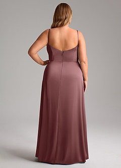 Azazie Azuree Bridesmaid Dresses Vintage Mauve A-Line Pleated Stretch Satin Dress image10