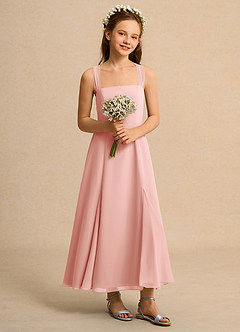 Azazie Tater Junior Formal vestidos de niña de las flores Vestido de Rosetón de Gasa de Corte En A con Plisado image5