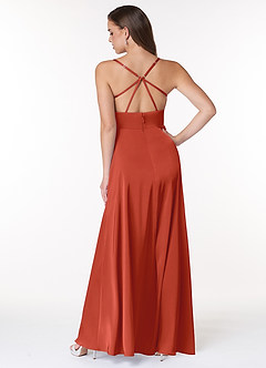 Azazie Clove Stretch Satin Dress Final Sale  image2