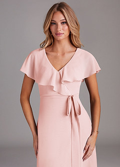 Azazie Lainey Robes de demoiselle d'honneur Robe Trapèze en Mousseline de soie avec poches Rose Pâle image6