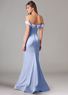 Azazie Everly Abiti da Damigella Abito Convertibile Sirena in Raso Elasticizzato a Spalla Scoperta Ghiaccio image5