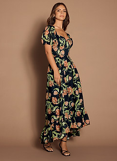 Leslie Black Multi Midi Dress image7