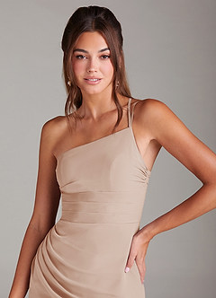 Azazie Eren Bridesmaid Dresses English Rose Sheath One Shoulder Chiffon Dress image6