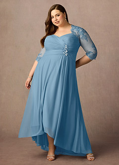 Azazie Anne Mother of the Bride Dresses Steel Blue Sheath Sweetheart Sequins Lace Dress image15