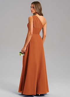 Azazie Phaedra Bridesmaid Dresses Cinnamon A-Line One Shoulder Chiffon Dress image7