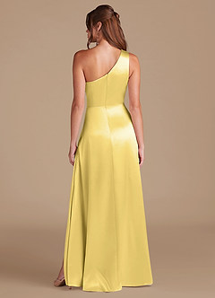 Azazie Brooke Morsiusneito Mekot A-linja Yksi olkapää Metallinen satiini Lattian pituus Pukeutua image7