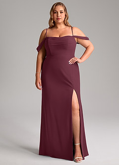 Azazie Saige Bridesmaid Dresses Cabernet A-Line Off the Shoulder Chiffon Convertible Dress image13