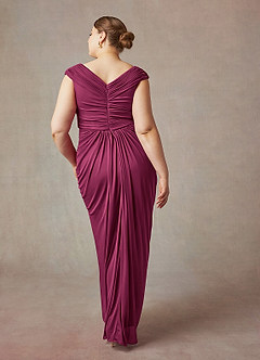 Azazie Lisolette Mother of the Bride Dresses Mulberry Sheath Pleated Mesh Dress image10