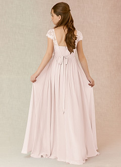 Azazie Silvermist Junior Rose Petal A-Line Pleated Chiffon Dress image2