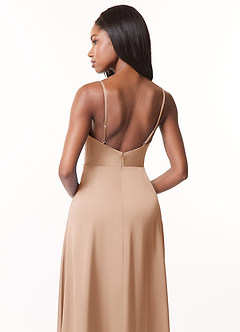 Azazie Brielle Bridesmaid Dresses English Rose A-Line Cowl Spaghetti Straps Stretch Satin Dress image5