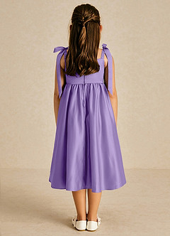 Azazie Chelsie Robe Demoiselle D'honneur Fillette Robe Trapèze en Mat Satiné Arc Tahiti image2