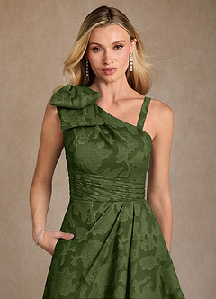 Azazie Easton Mother of the Bride Dresses Olive Ball-Gown One Shoulder Floral Burnout Dress image4
