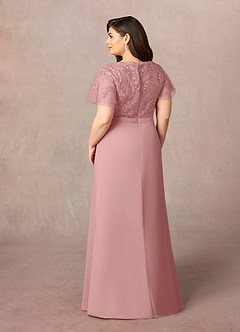 Azazie Singer Mother of the Bride Dresses Dusty Rose A-Line V-Neck Lace Chiffon Dress image8