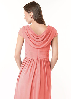 Azazie Organa Final Sale Coral A-Line Pleated Chiffon Dress image6
