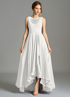 Azazie Wonderland Morsiusneito Mekot A-linja Pliseerattu Sifonki Epäsymmetrinen Pukeutua image4