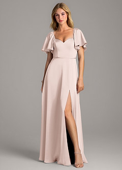 Azazie Chloe Bridesmaid Dresses Blushing Pink A-Line Sweetheart Neckline Stretch Satin Dress image4