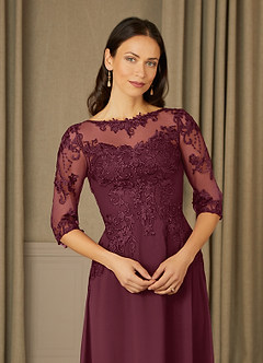 Azazie Dorella Mother of the Bride Dresses Cabernet A-Line Lace Chiffon Dress image5