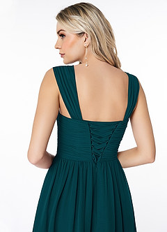 Azazie Angie Bridesmaid Dresses Pine A-Line Corset Chiffon Dress image3